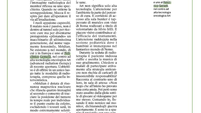 Corriere della Sera: “La Radioterapia anti tumore come un videogame”
